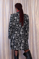 Monochrome Floral Longline Jacket S/M