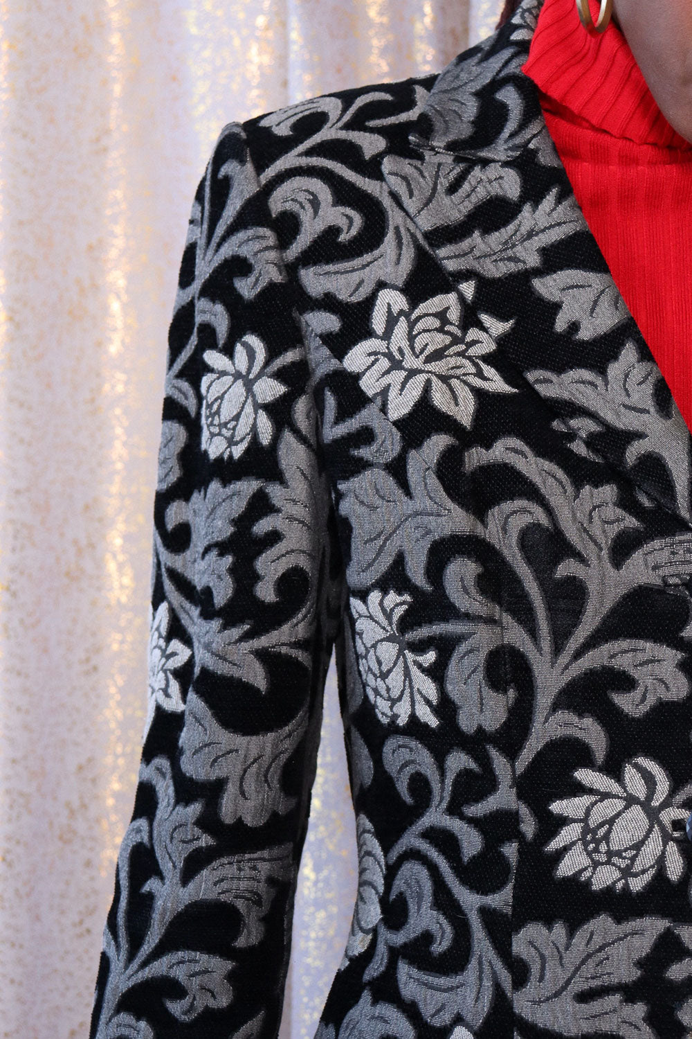 Monochrome Floral Longline Jacket S/M
