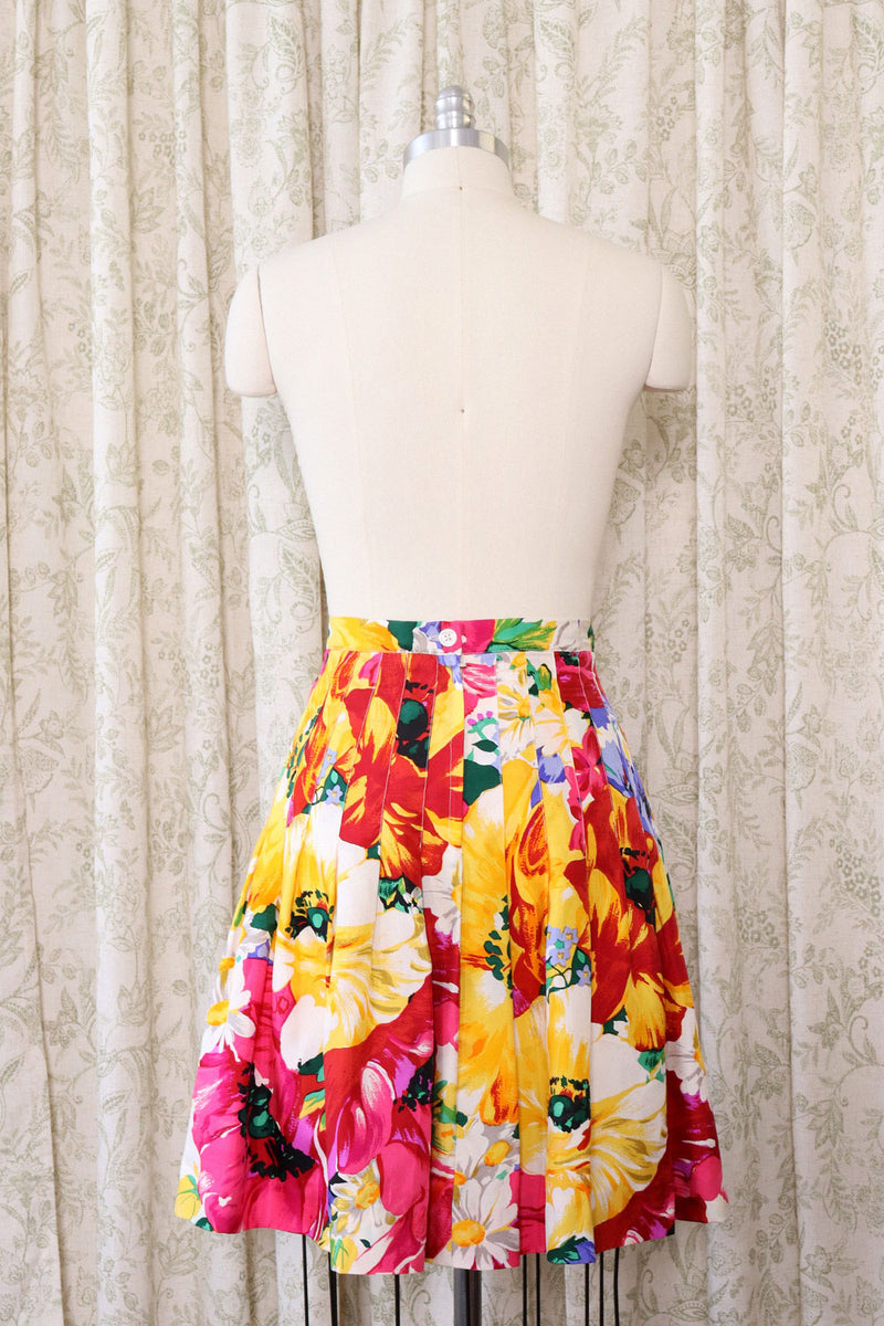 Lillie Rubin Silk Floral Skirt S