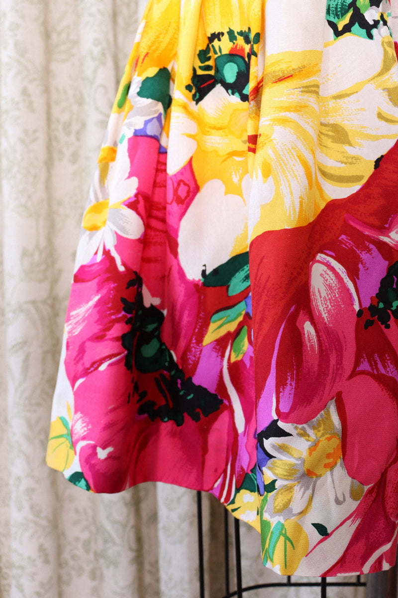 Lillie Rubin Silk Floral Skirt S