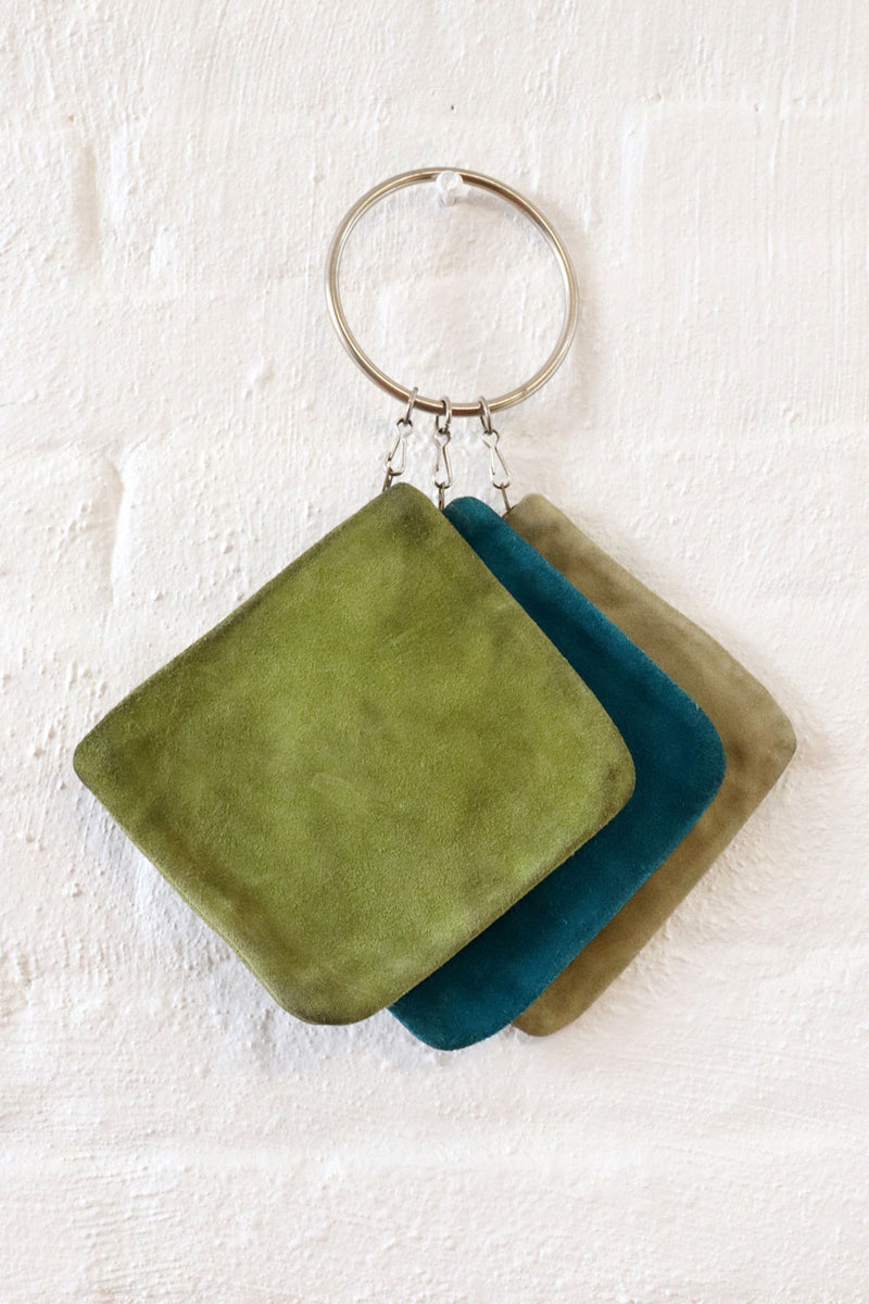 French Suede Triple Pouch Wristlet