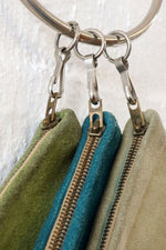 French Suede Triple Pouch Wristlet