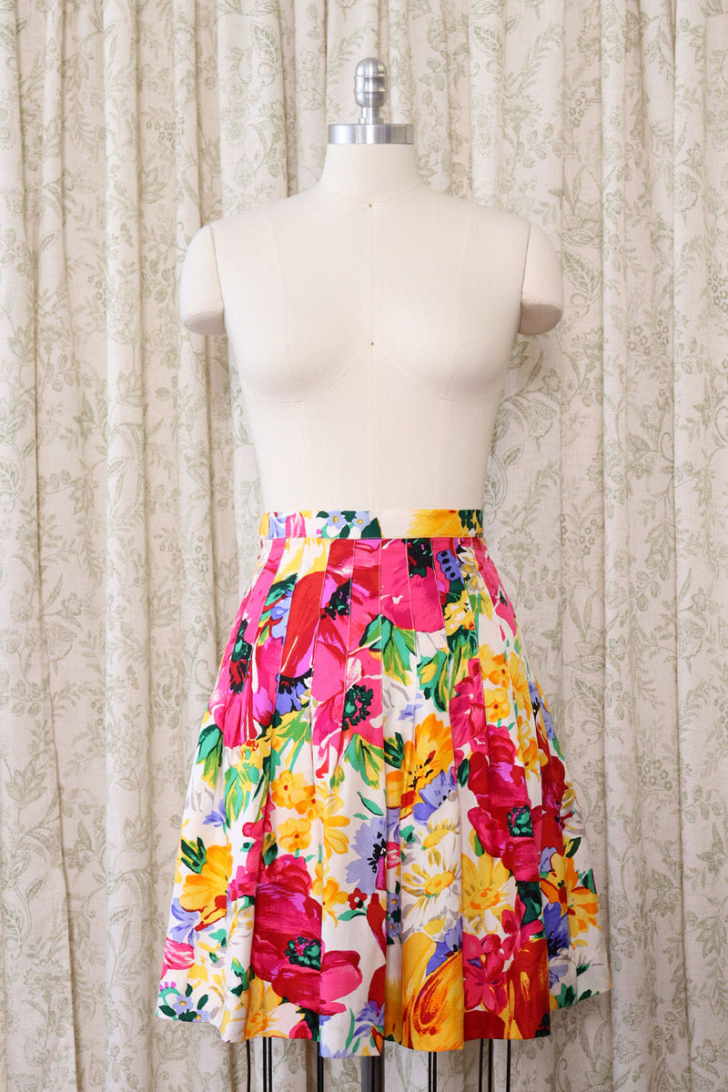 Lillie Rubin Silk Floral Skirt S