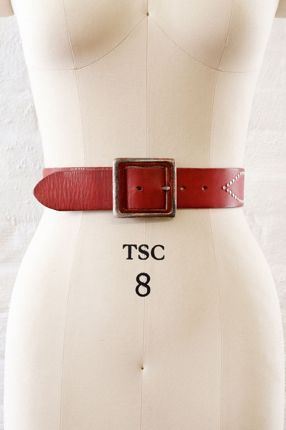 Studded Brick Leather Belt