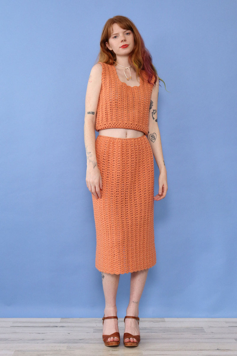 Peach Cotton Crochet Set S-L