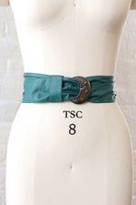 MCM Teal Leather Statement Cinch Belt