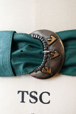 MCM Teal Leather Statement Cinch Belt