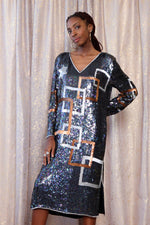 Starry Squares Sequined Shift M