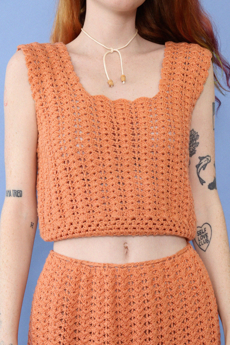 Peach Cotton Crochet Set S-L