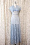 1930s Hazy Blue Lace Dress XS