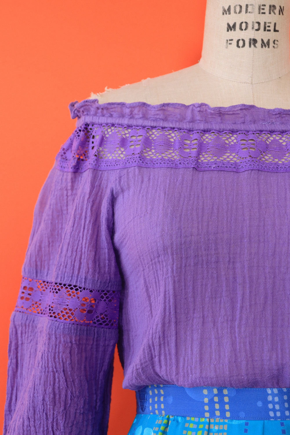 Overdyed Violet Peasant Blouse XS-M