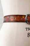 Painted Flowers Leather Belt