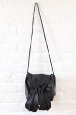 Falchi Noir Pebble Leather Cinch Bag