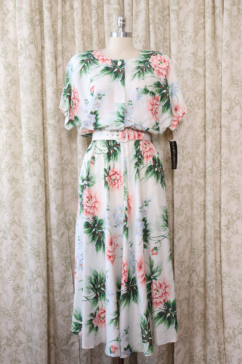 Carol Anderson Floral Rayon Deadstock Dress L/XL