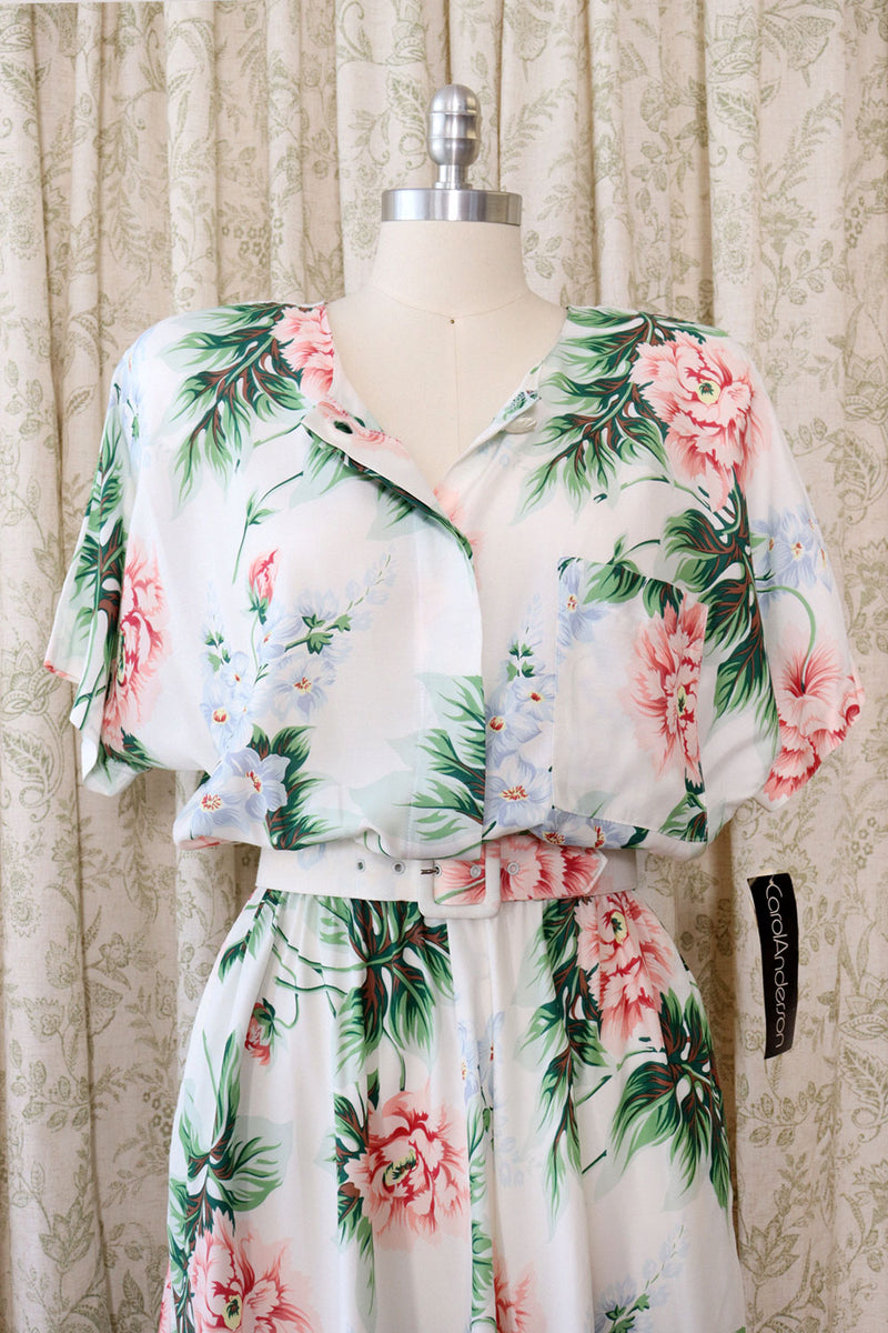 Carol Anderson Floral Rayon Deadstock Dress L/XL