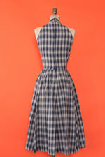 Navy Bardot Plaid Dress L