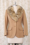 Jaeger Fur Collar Camel Jacket S-S/M