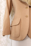 Jaeger Fur Collar Camel Jacket S-S/M