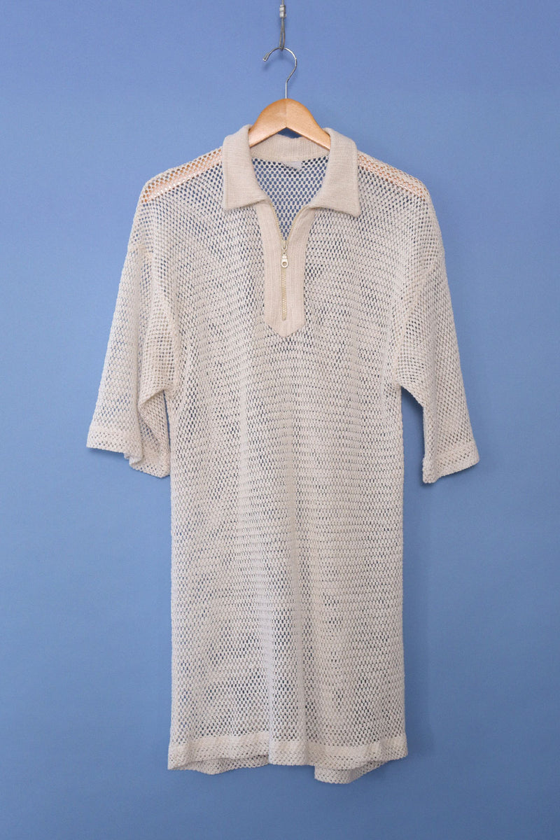 Natural Netted Polo Dress S-L