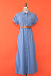Stone Blue Silk Buttondown Dress M