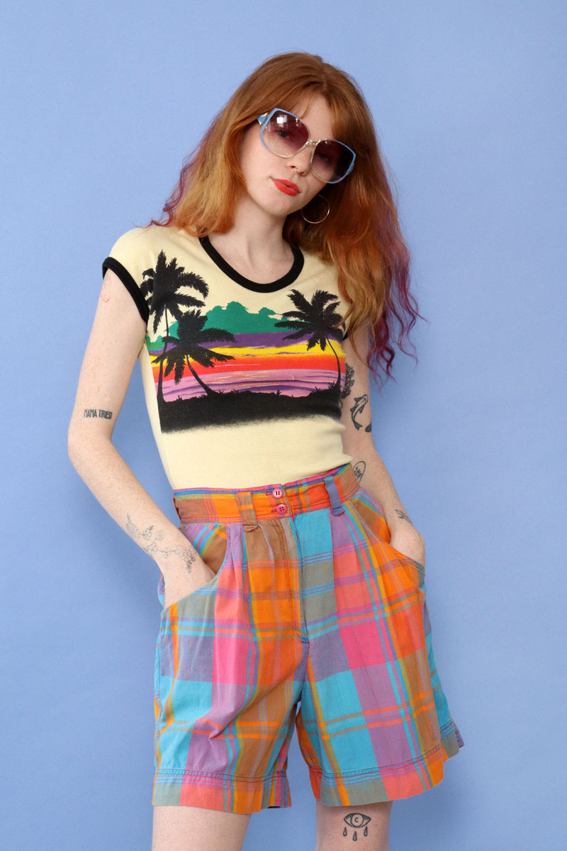 Madras Plaid Shorts S