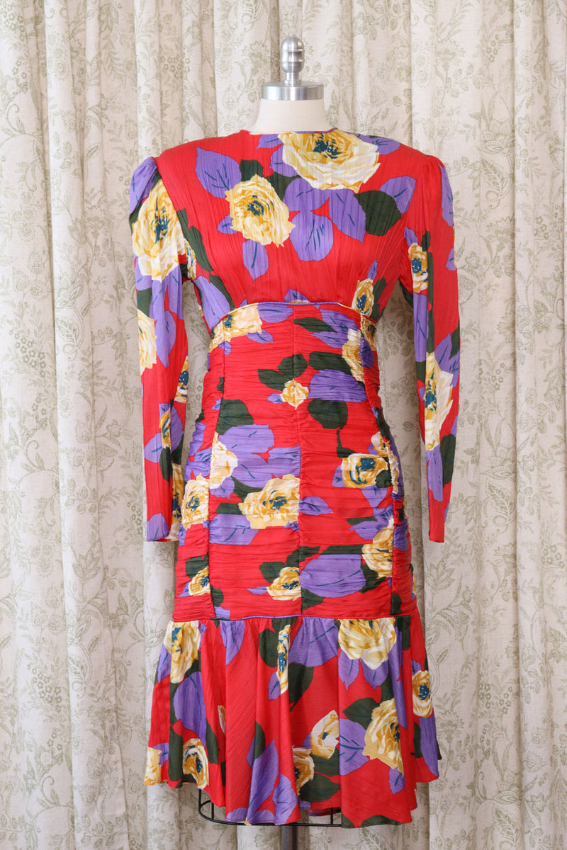 Cecily of Dallas Ruched Floral Dress S/M