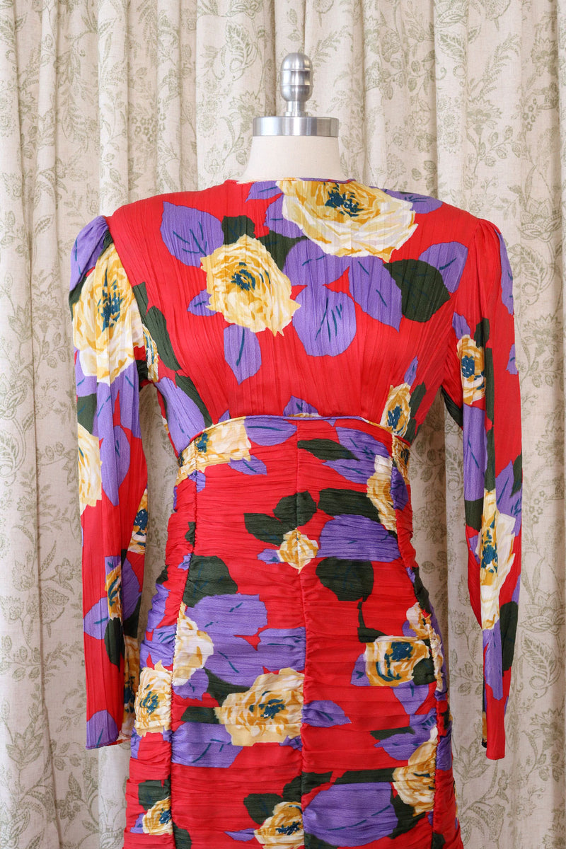 Cecily of Dallas Ruched Floral Dress S/M