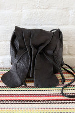 Falchi Noir Pebble Leather Cinch Bag