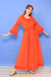Tangerine Lace Trim Mexican Dress S