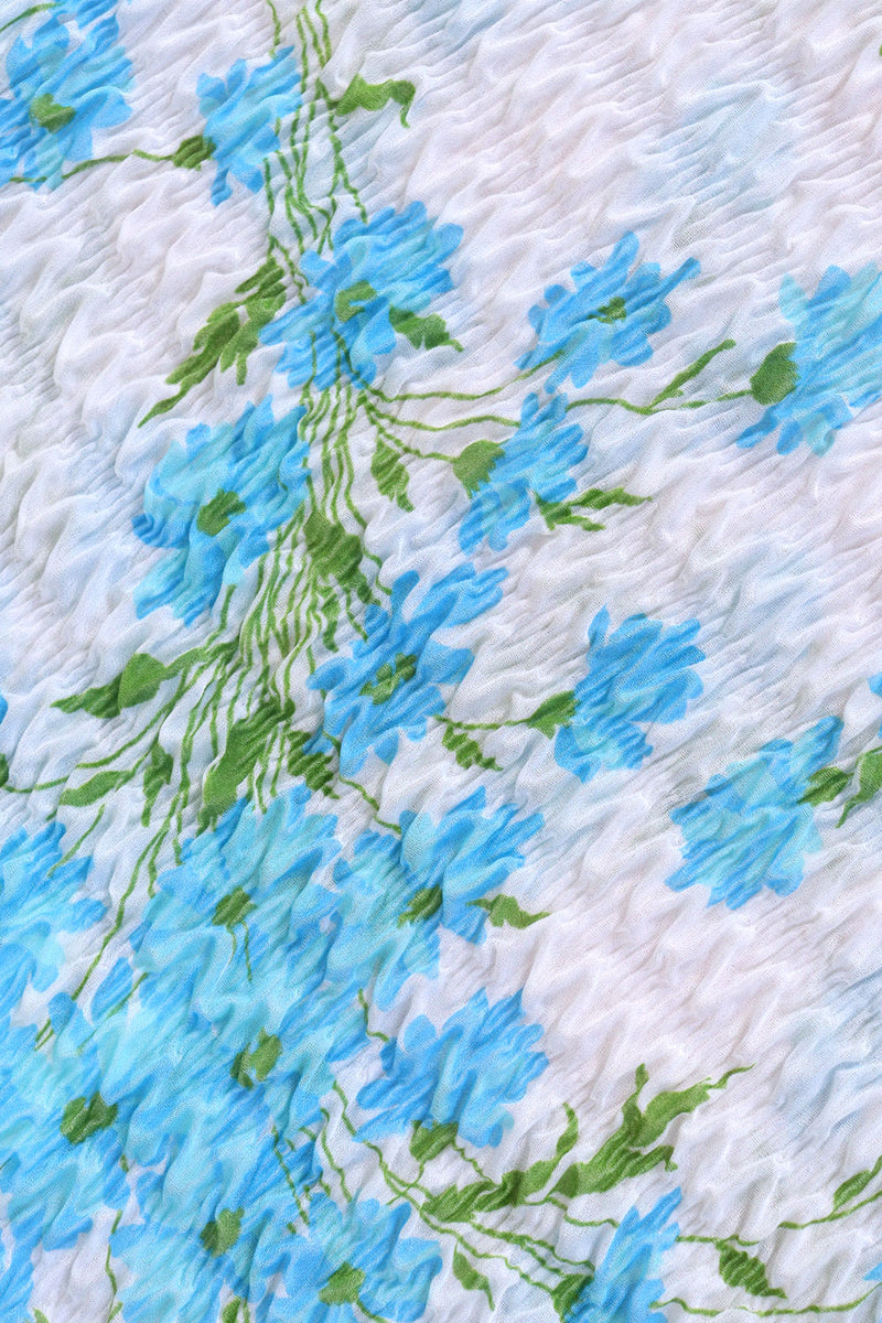 Sky Blue Floral Smocked Blouse L/XL