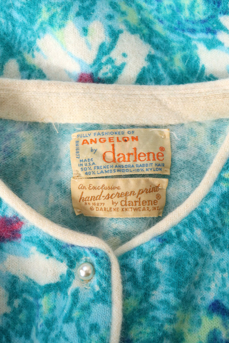 Darlene Angora Floral Cardigan M