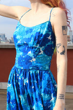 Blues Flowery Cotton Dress S-S/M