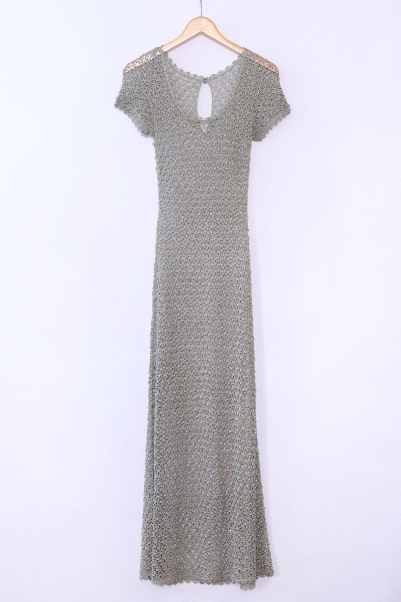 Smoky Gray Beaded Crochet Dress S/M