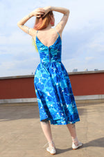 Blues Flowery Cotton Dress S-S/M