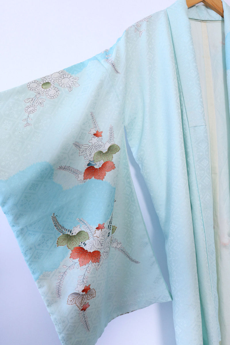 Sky Blue Golden Embroidered Kimono S-L