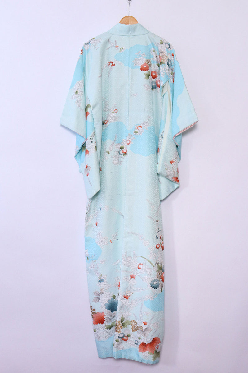 Sky Blue Golden Embroidered Kimono S-L
