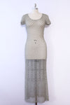 Smoky Gray Beaded Crochet Dress S/M