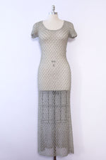 Smoky Gray Beaded Crochet Dress S/M