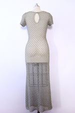 Smoky Gray Beaded Crochet Dress S/M