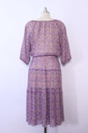 Lilac Pleated Floral Peasant Dress M/L
