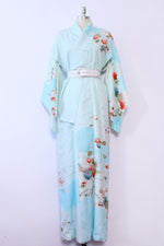 Sky Blue Golden Embroidered Kimono S-L