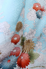 Sky Blue Golden Embroidered Kimono S-L