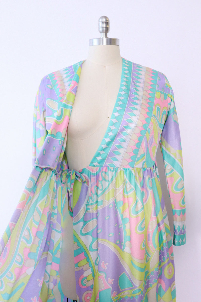Pastel Abstract Print Robe Dress S/M