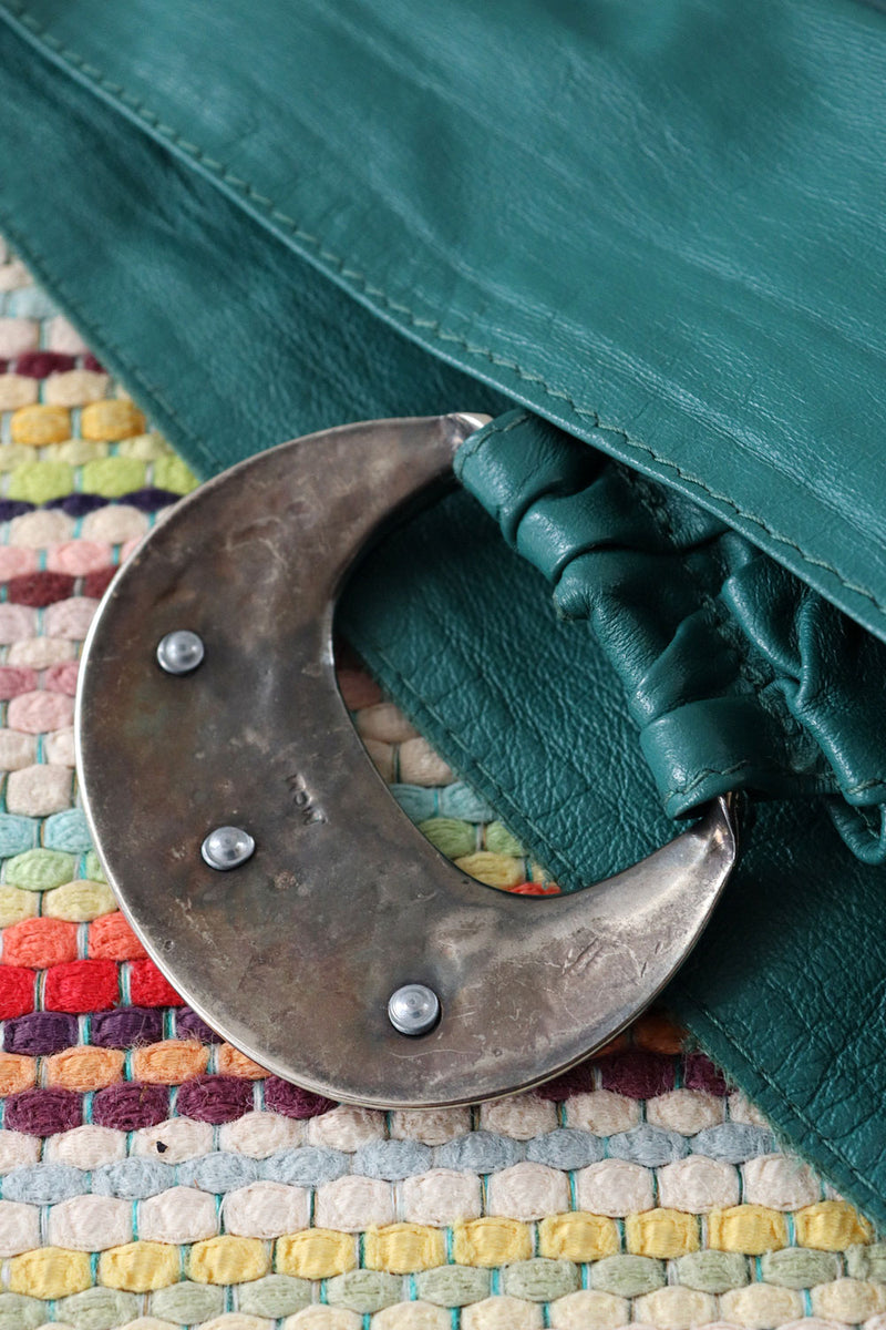 MCM Teal Leather Statement Cinch Belt