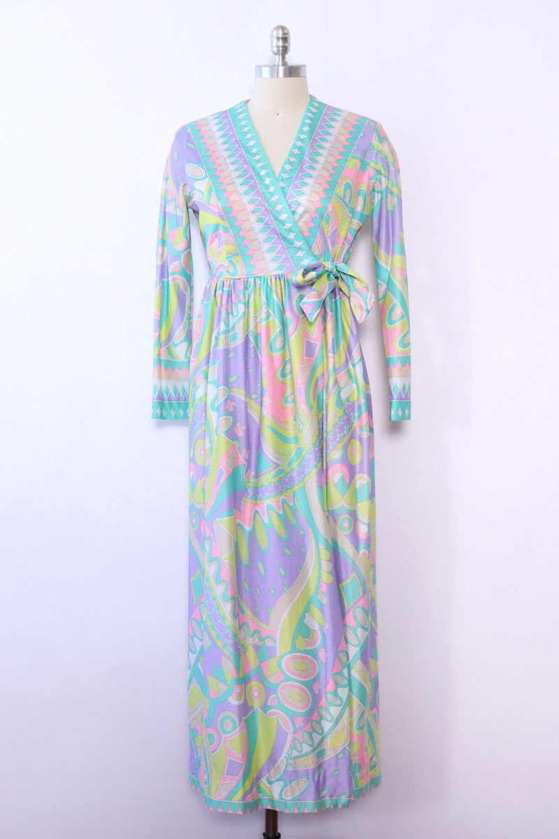 Pastel Abstract Print Robe Dress S/M