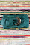 MCM Teal Leather Statement Cinch Belt