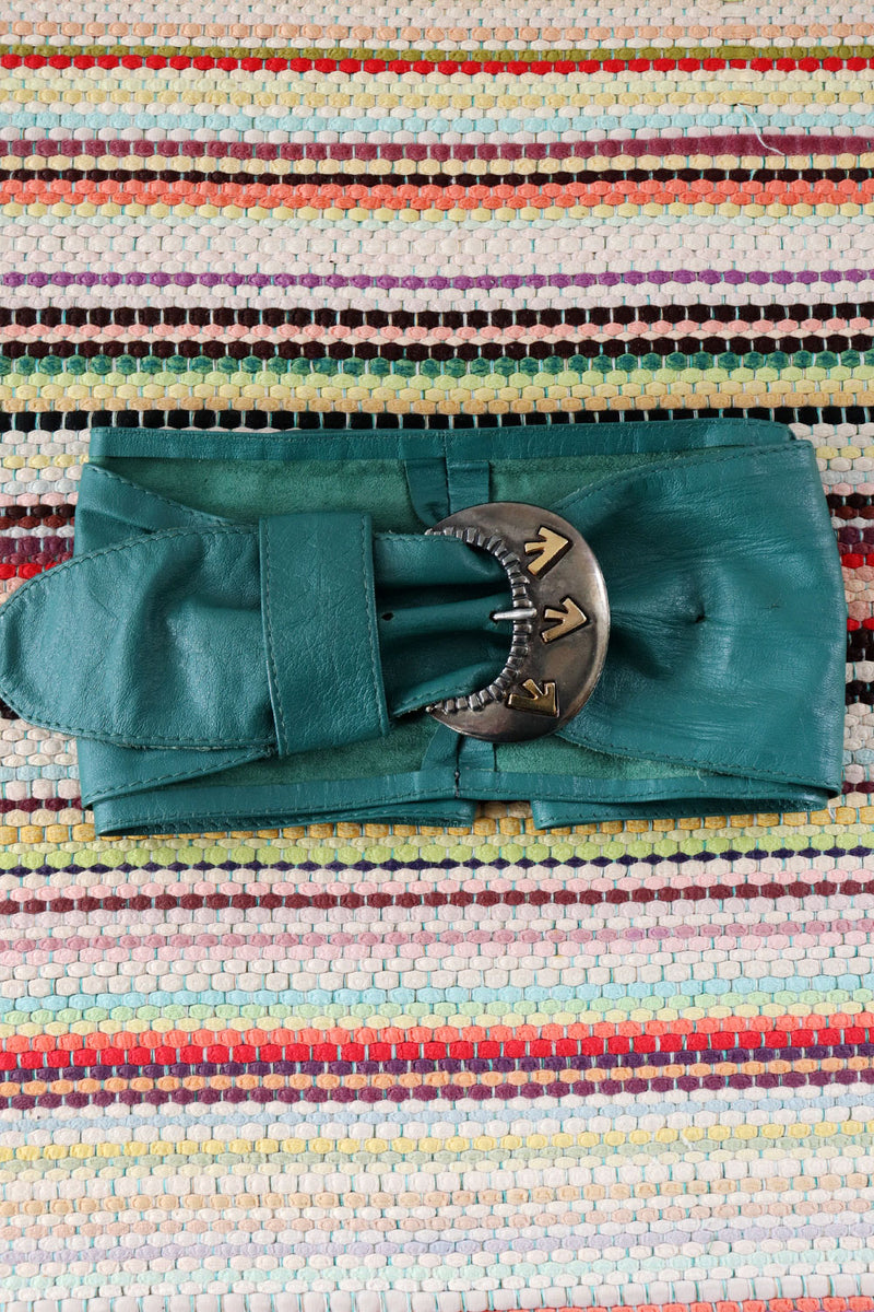 MCM Teal Leather Statement Cinch Belt