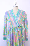Pastel Abstract Print Robe Dress S/M
