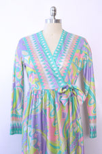 Pastel Abstract Print Robe Dress S/M
