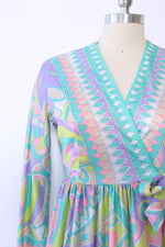 Pastel Abstract Print Robe Dress S/M